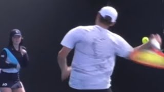 Australian Open star narrowly misses terrified ballgirl after smashing wall in fit of rage