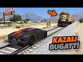 🚂 Kazalı Bugatti Arabalar Trenle Çarpışyor 🚂 GTA 5