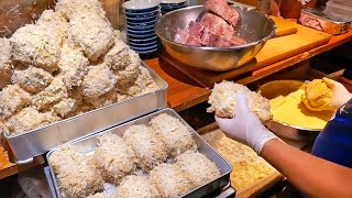 Japanese Food - GIANT SUMO WRESTLER PORK CUTLETS Osaka Japan by Travel Thirsty 83,971 views 3 months ago 13 minutes, 23 seconds