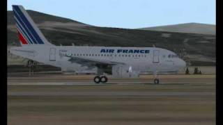 Air France A318 Landing at Biarritz - Anglet - Bayonne airport. FS2004