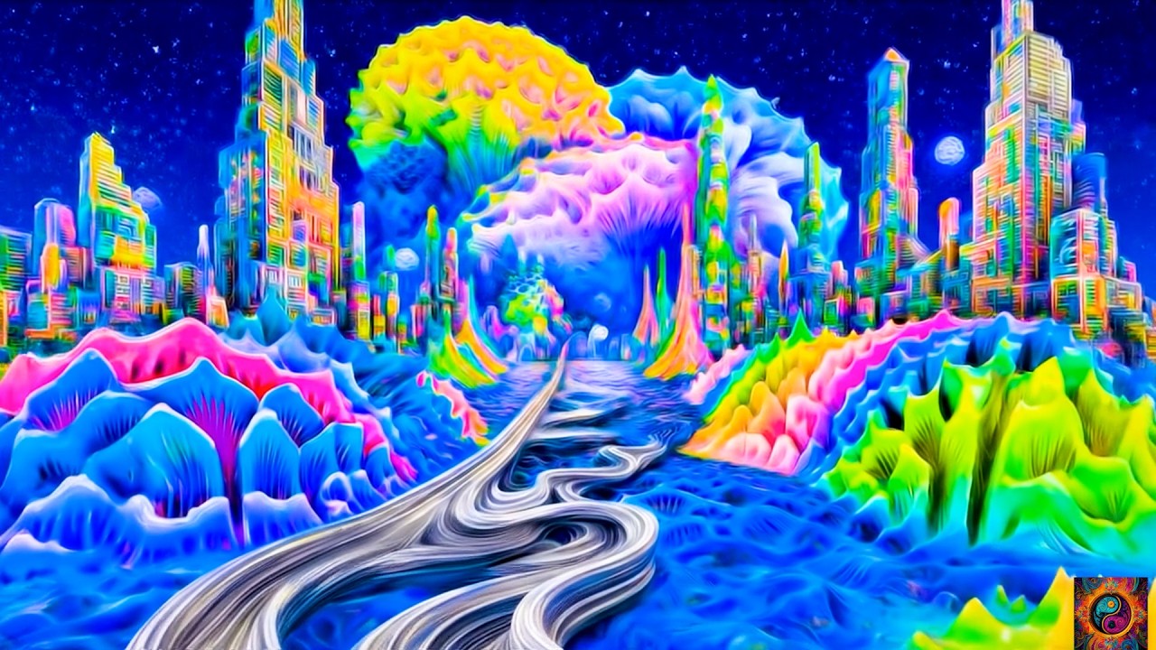 Psychedelic Trance 🌈 Trippy Neon Dream City | Psytrance Visuals for ...