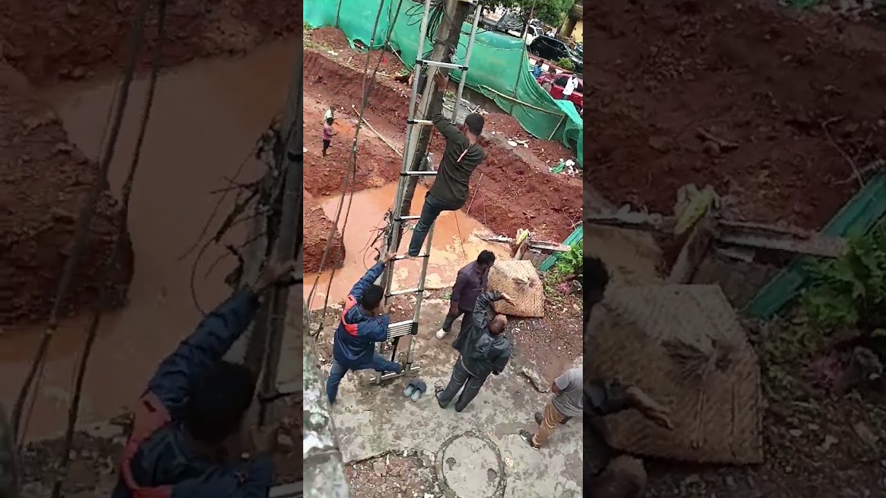 Due to high rain and wind current pole fell into the construction area