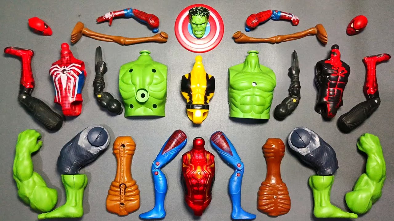 Игрушки по мотивам фильмов «Мстители»: Человек-паук 2, Халк, Росомаха, Дэдпул, Сиренахед.