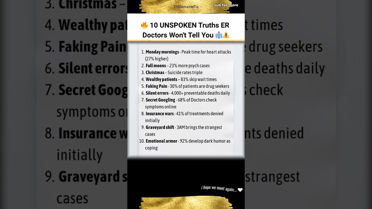  10 UNSPOKEN Truths ER Doctors Won T Tell You