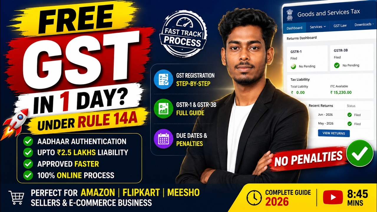 Complete GST Course: Free GST Registration Online 2026 | New Rule 14A ...