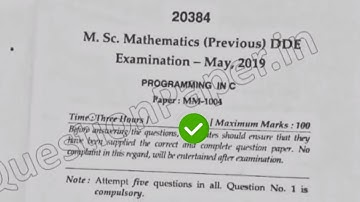 [2019] Mdu DDE MSc Mathematics 1st Year Programming in C Question Paper