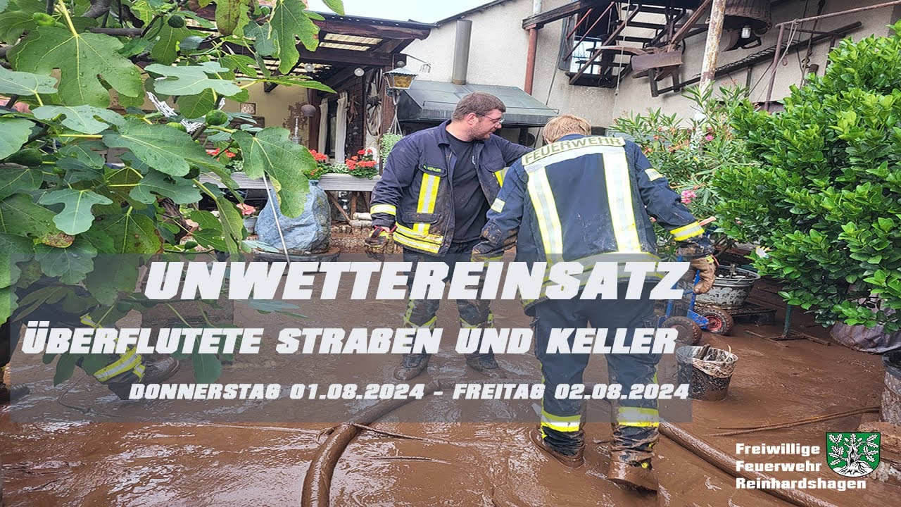 Unwettereinsätze nach Starkregen  / Keller und Straßen überflutet / 01.08.24 FF Reinhardshagen