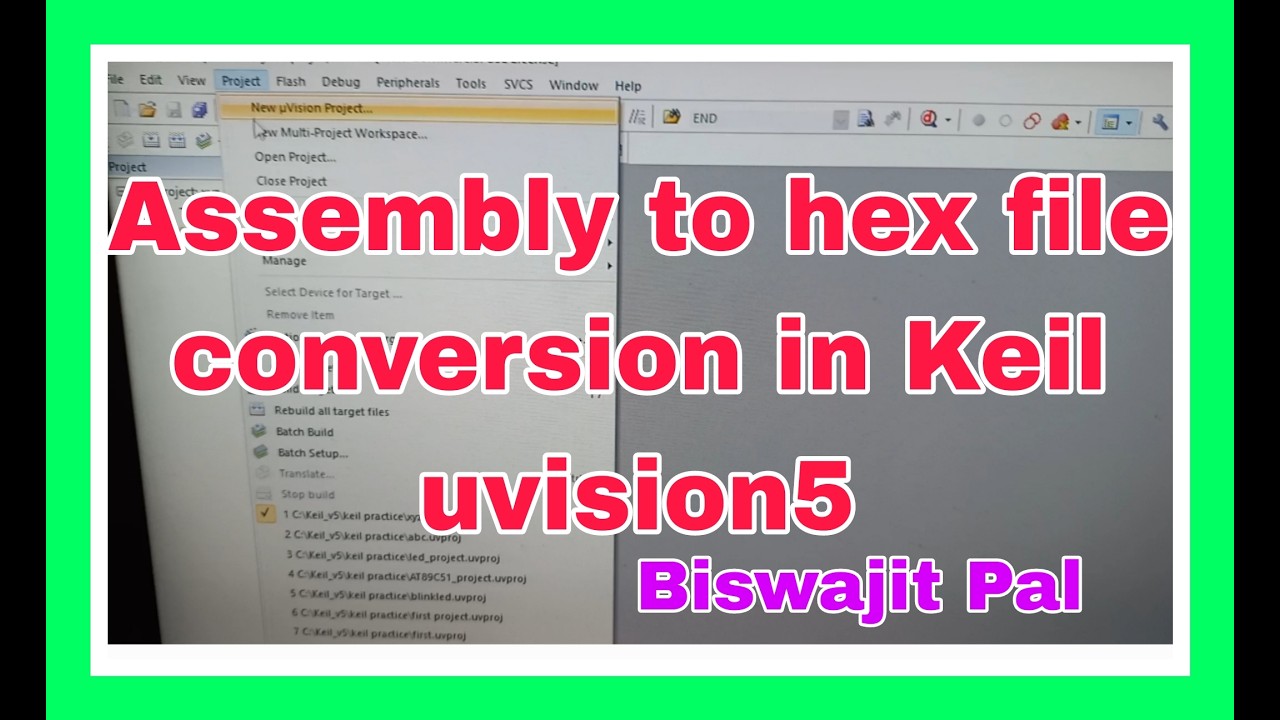 Assembly to hex file conversion for AT89C51 microcontroller in Keil ...