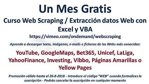 Promoción Curso Web Scraping - Extracción Datos Web con Excel y VBA
