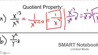 Product and Quotient Property Examples with Negative and Zero Exponents