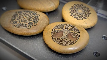 Глубокая лазерная гравировка узора на камне jpt50lp F163 - Deep engraving stone