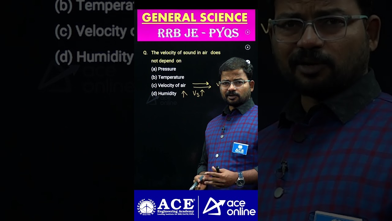 RRB JE/SSC JE: General Science PYQs | Does the Velocity of sound in air not depend on? | ACE Online
