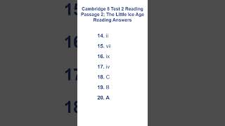 Cambridge 8 Test 2 Reading passage 2 - The Little Ice Age Reading Answers 15.10.2025