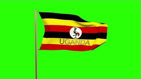Uganda Flag With Title Waving In The Wind. Looping Sun Rises Style. Animation Lo Stock Animation