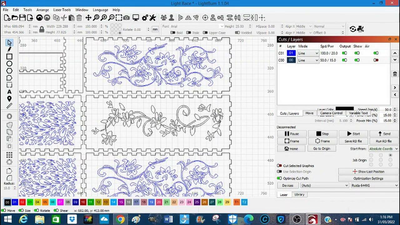 A complex design made easier with LightBurn & Thunder Laser and a