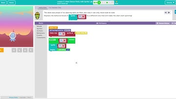 #3  Code org   Course E 2019  Alien Dance Party with Sprite Lab #3