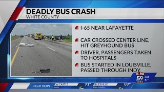 2 dead after crash with Greyhound bus on I-65 near Lafayette