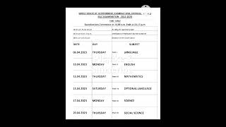 10th public exam Time Table
