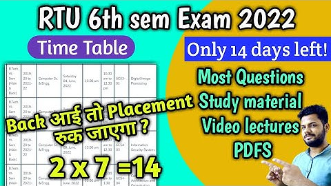 RTU 6th sem exam time table released 😱| Only 14days left 😱| RTU 6th sem most questions | RTU Update