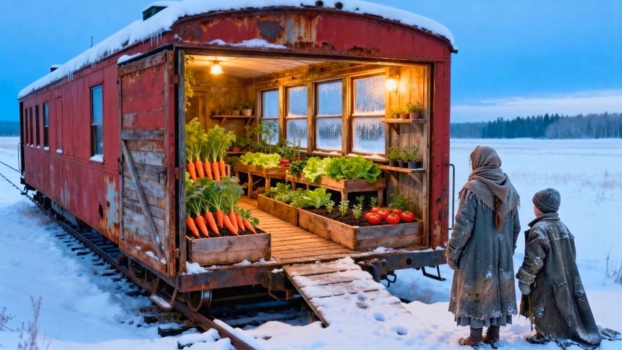 Выброшенные на мороз -30°C: Мать и сын создали секретный сад в забытом вагоне