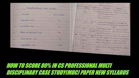 CS PROFESSIONAL~(MDC)MULTI DISCIPLINARY CASE STUDIES~NEW SYLLABUS ~PART 1