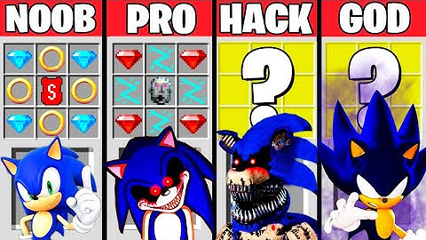 Minecraft Battle: SONIC EXE CRAFTING  CHALLENGE - NOOB vs PRO vs HACKER vs GOD!  (Animation)