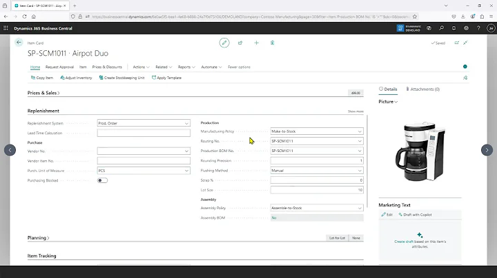 Microsoft Dynamics 365 Business Central Manufacturing Demo