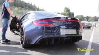 Five Aston Martin One-77 Flat Out On Track Start-Up, Acceleration, Lovely Sound