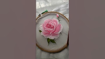 Rose painting on organza fabric, full video is up on my channel✨ #shorts