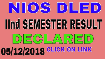 NIOS DLED IInd Semester result declared