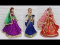 3 South indian bridal dress and Jewellery, Doll decoration with clothes