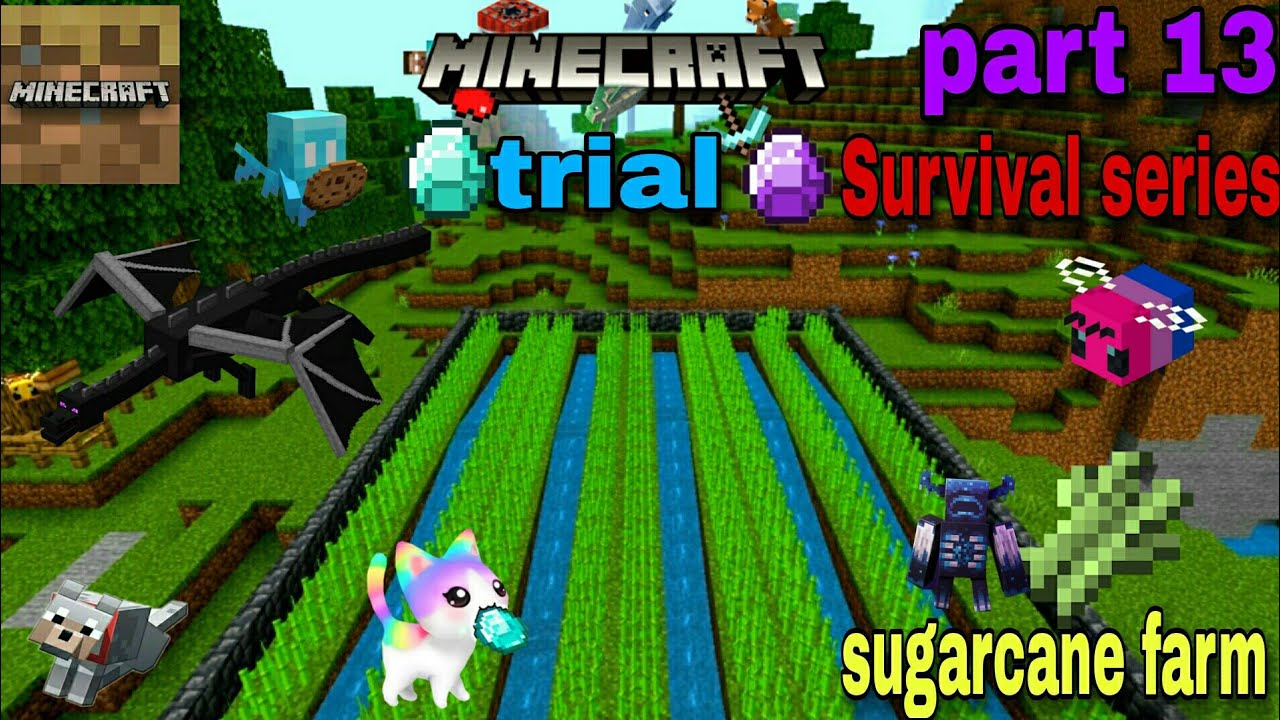 Minecraft trial Survivor Series part 13 || how to make sugarcane farm ...