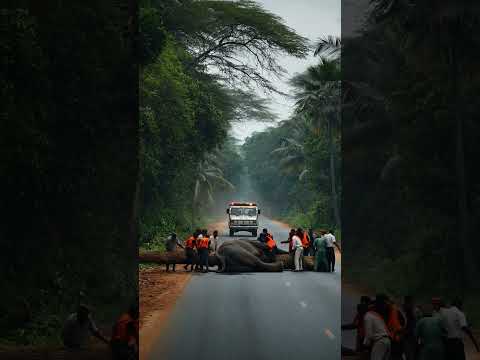 'Saving an Elephant on the Road: A Heartwarming '#elephantrescue #wildlife #conservation