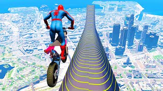 Spiderman Cars vs Biggest Ramp In GTA 5 ( Spider-Man Jumps, Stunts )