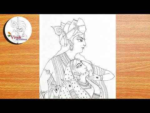 How to Draw Lord Krishna with Radha - Step by Step | Lord Krishna