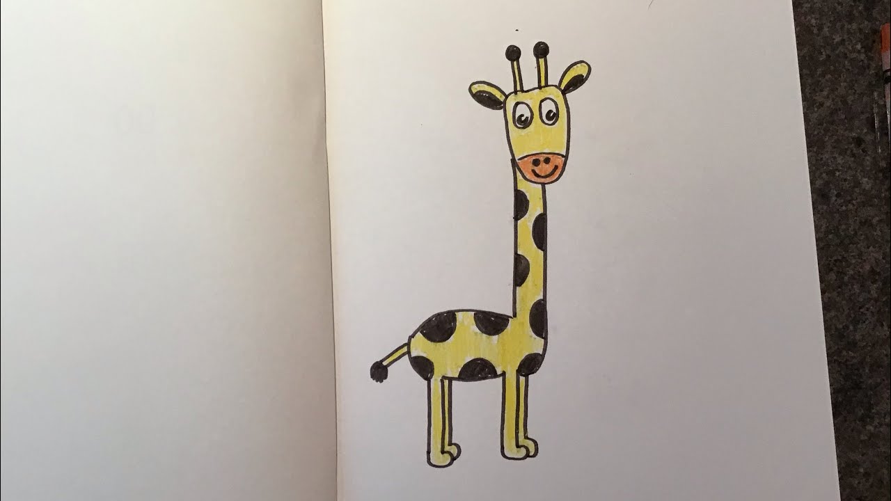 How to draw a cartoon giraffe - YouTube