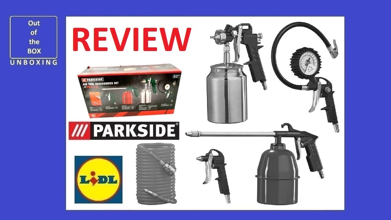 Parkside Air Tool Accessories Set PDLS 5 A1 REVIEW (Lidl 5 bar 18 23  DIN/sec) - YouTube