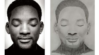 Will Smith Portrait Drawing. Secrets of Drawing Amazing Portrait Using Photos #willsmith #badboy