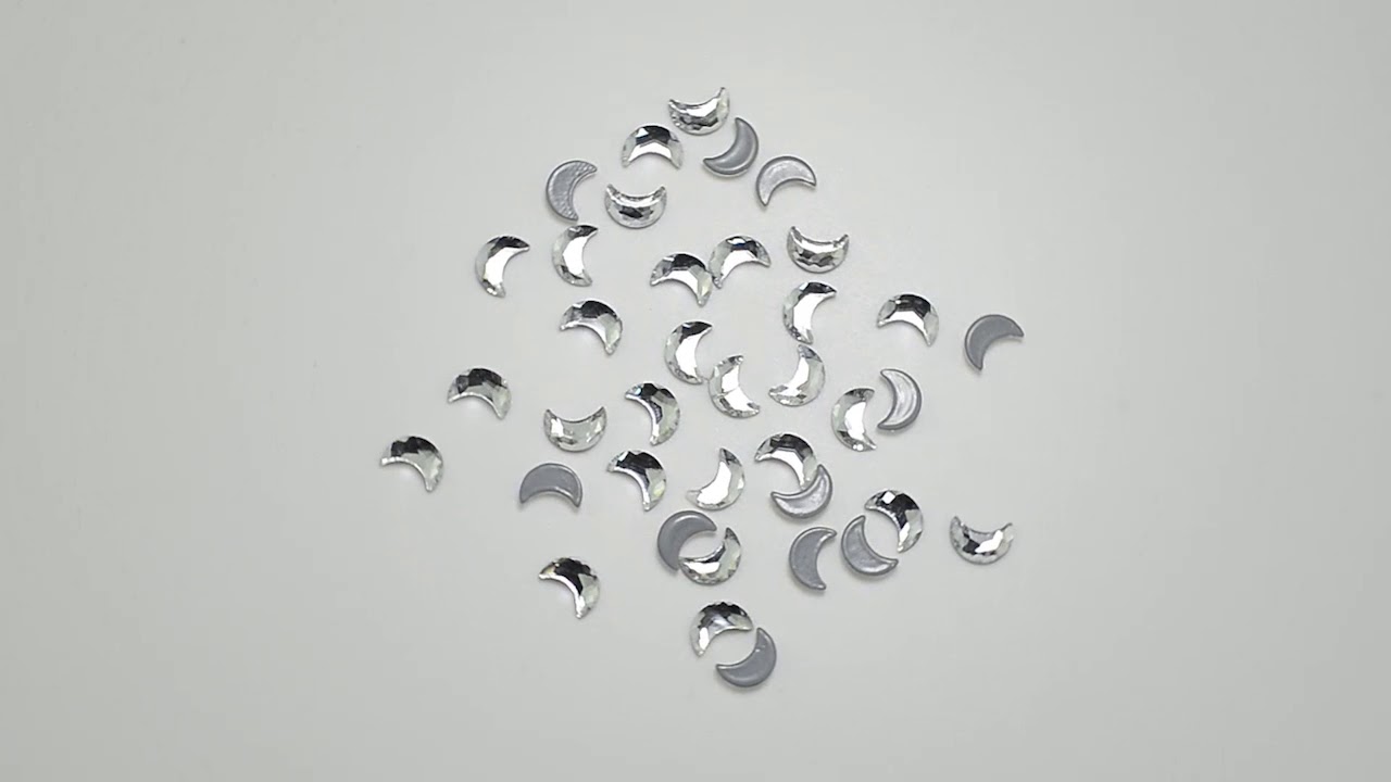 HOT FIX RHINESTONE MOON SHAPE CRYSTAL  5X8 MM