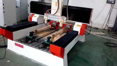 Dual heads wood CNC engraving machine with rotary axis CNC router