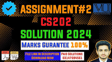 CS202 Assignment No 2 Solution 2024 | CS202 Assignment 2| CS202 Solution | DECEMBER 2024 SOLUTION |