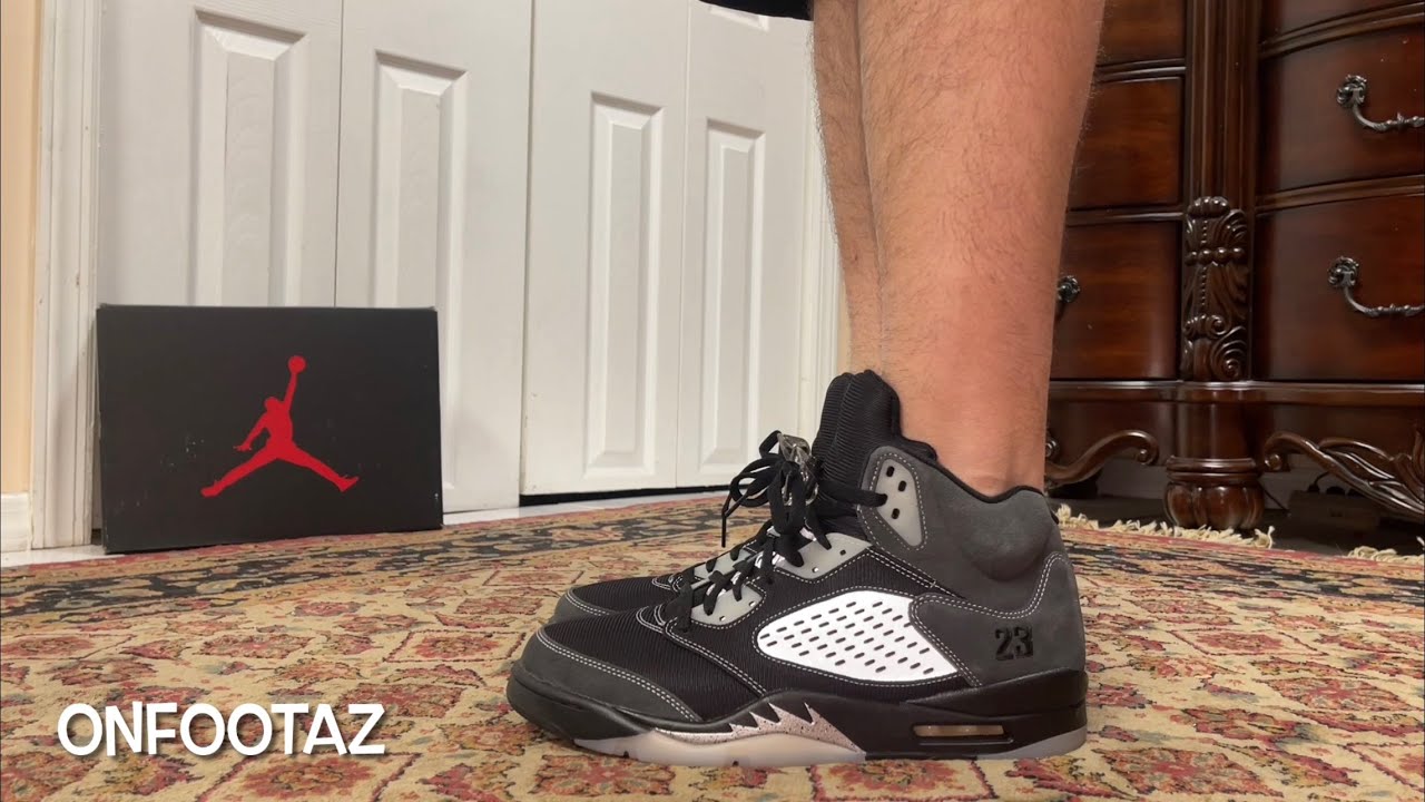 anthracite jordan 5 on feet