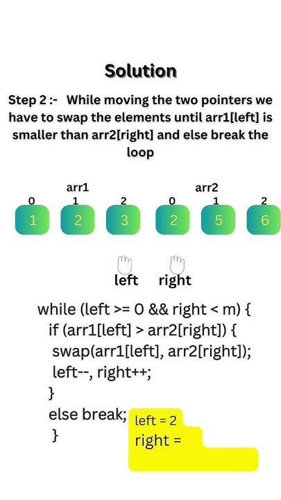 Merge two sorted Arrays using no extra space #coding#array #shorts ...