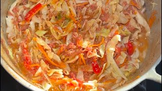 Cabbage and corned beef/bully beef Jamaican style