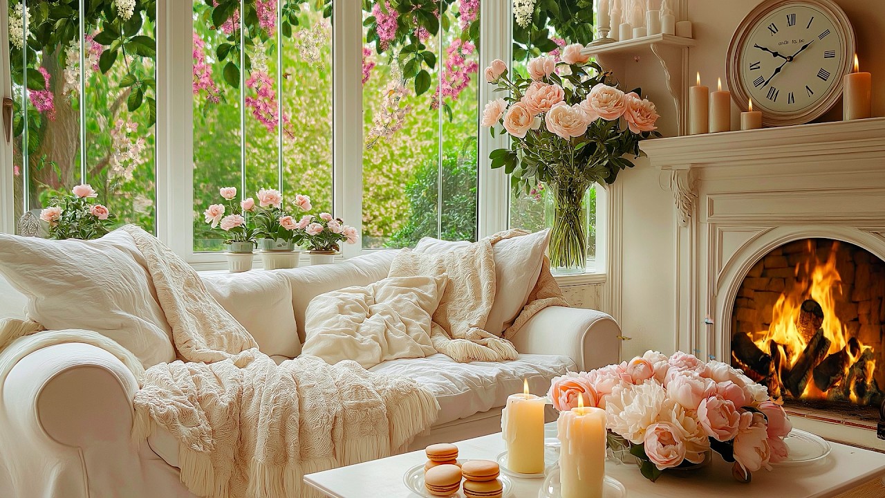 Warm Home Sanctuary with Roses & Fireplace Glow 🌹🔥 Soft Piano to Relax, Unwind & Dream Peacefully