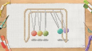 Newton's Cradle in Cross Stitch - A Relaxing Animation with Soft Piano Music (longer version) screenshot 4