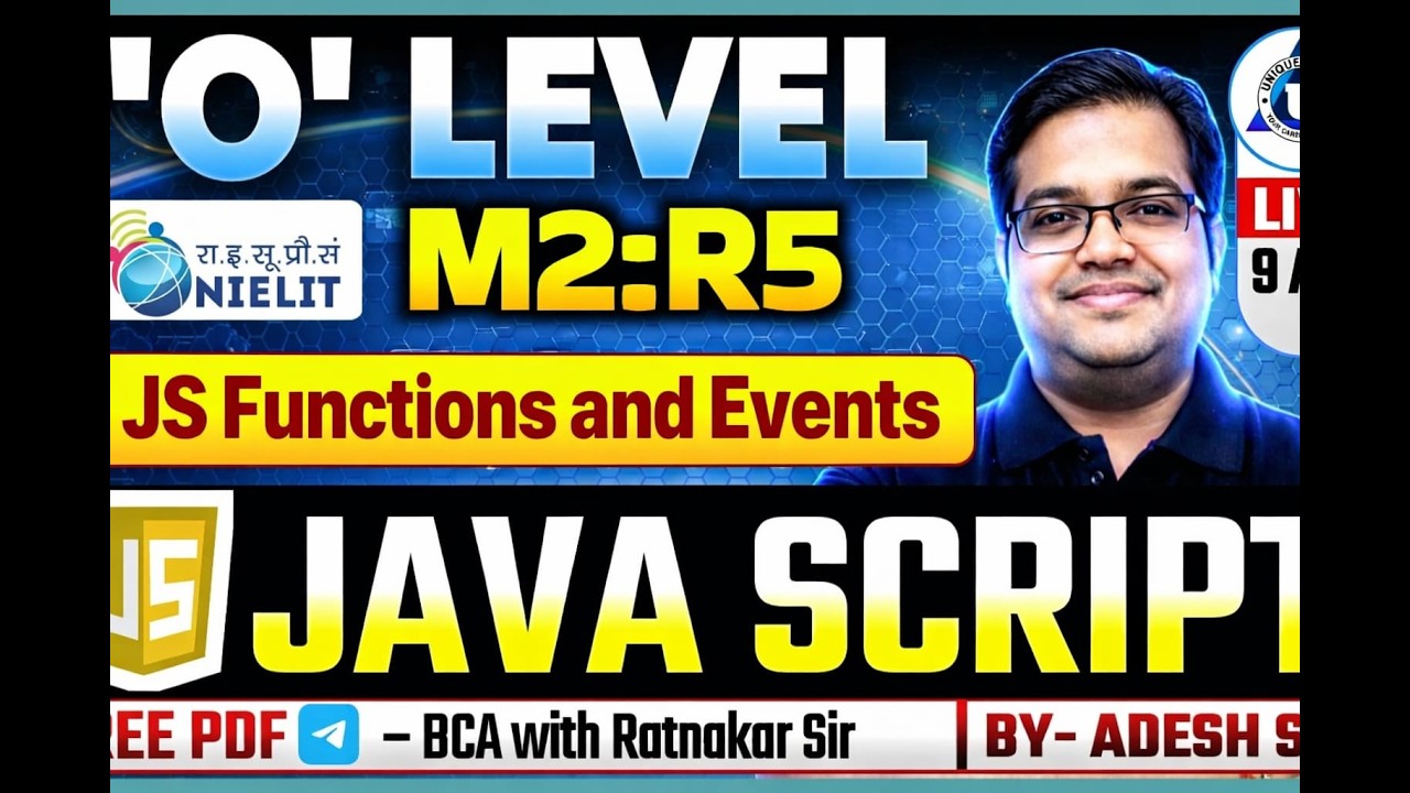 O Level M2-R5 | JavaScript Functions & Events Full Class | Web ...