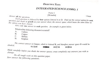WASSCE 2020 Integrated Science Paper 1 Questions 1 to 50