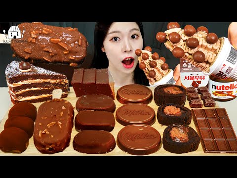 ASMR MUKBANG| 초콜릿 디저트 초코 아이스크림 마카롱 먹방 & 레시피 CHOCOLATE DESSERT ICE CREAM EATING