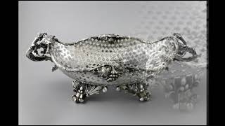 Антикварная серебряная ажурная сухарница Европа 19 век